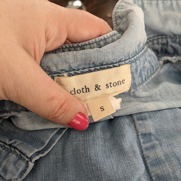 Cloth & Stone Tencel Lyocell Size Small Oversized Bleach Button Down Denim - Picture 8 of 8